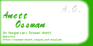 anett ossman business card